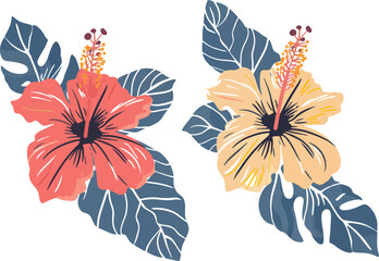 hibiscus flower object isolate illustration vector.	
