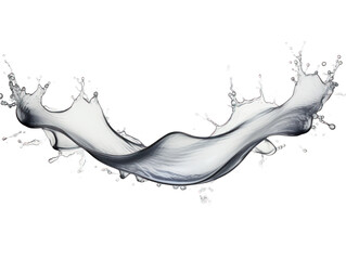 Gray liquid wave splash water isolated on transparent background, transparency image, removed background