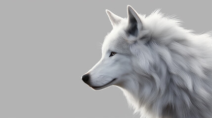 Lobo branco isolado no fundo cinza 