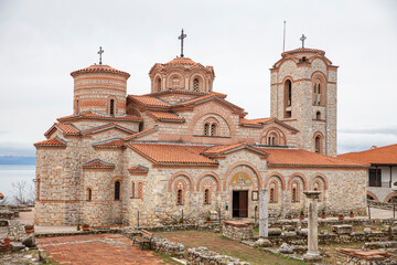 Macedonian landmark, the Holy historic church Sveti Naum on the coast of lake Ohrid - 755891364