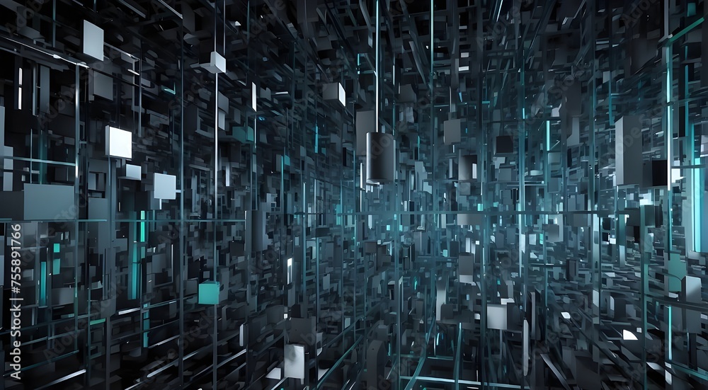 Wall mural artificial intelligence, machine automation, analytics, big innovation data futuristic backdrop illu