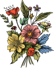 Set of flower,  floral design elements, minimal object isolate illustration vector.