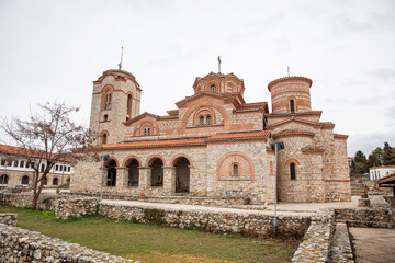 Macedonian landmark, the Holy historic church Sveti Naum on the coast of lake Ohrid - 755892799