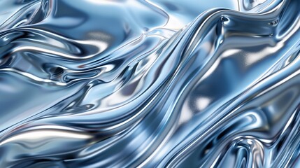 A shiny blue metallic surface with waves and ripples featuring fluid lines and curves. Abstract background. Generated by artificial intelligence.