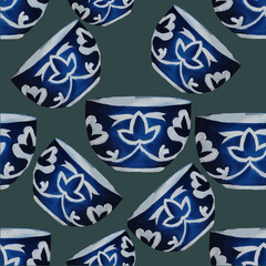 bowl,kese ,cup,tea utensils with Tatar ,Turkish ,Uzbek ,Kazakh national traditional ornament pattern in oriental style ,Muslim tea,cup,red blue green