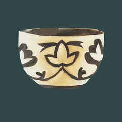 bowl,kese ,cup,tea utensils with Tatar ,Turkish ,Uzbek ,Kazakh national traditional ornament pattern in oriental style ,Muslim tea,cup,red blue green