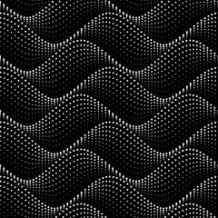 Vector seamless texture. Modern geometric background. Grid with waves of dots. - 755894139