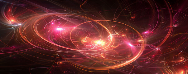 Fototapeta premium Digitally generated image featuring lens flares and swirling fiery lights.