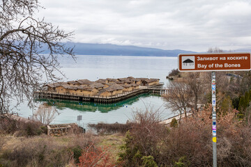 Popular tourist destination - Bay of Bones. Amazing landscape of North Macedonia, Europe. Ohrid lake. - 755895305