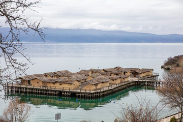 Popular tourist destination - Bay of Bones. Amazing landscape of North Macedonia, Europe. Ohrid lake. - 755895349