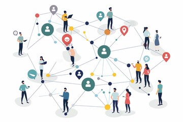 Mapping Influencer Relationships Vector Illustration on white background