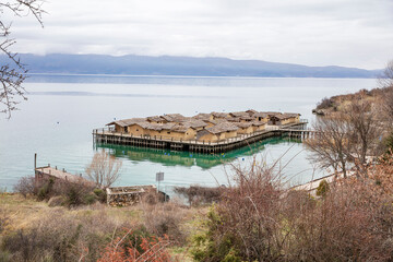 Popular tourist destination - Bay of Bones. Amazing landscape of North Macedonia, Europe. Ohrid lake. - 755895549
