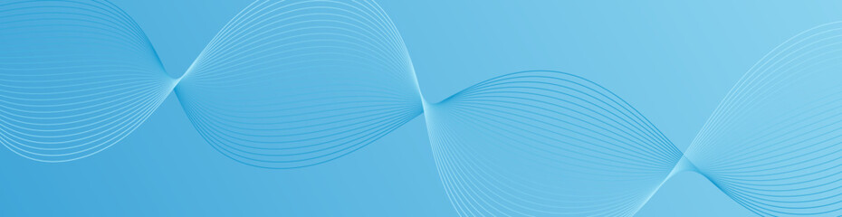 Abstract background with waves for banner. Web banner size. Vector background with lines. Element for design isolated. Blue gradient. Spring, summer. Water, nature