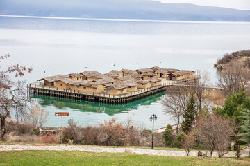 Popular tourist destination - Bay of Bones. Amazing landscape of North Macedonia, Europe. Ohrid lake. - 755895721