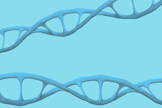 human dna structure, deoxyribonucleic acid on blue background, nucleic acid molecules, change, break in chemical structure, 3d rendering, copy space