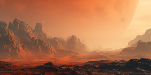 Planet mars surface landscape