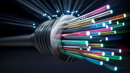 optical fiber for very high speed internet - obrazy, fototapety, plakaty