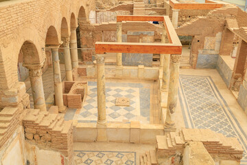 Archaeological excavations in the city of Ephesus. Background with selective focus and copy space