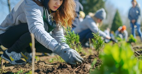 volunteers, young people, volunteers, they plant trees, greening the city