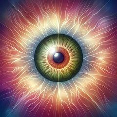 ocular, iris, globo ocular, designio, sol, humana, vector, ilustración, visión, pupilas, dechado, color, alumbrado, explosiones, circunferencia, azul, aspecto, macro, arte, digital, espacio, amarilla,