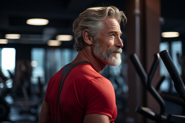 Obraz premium Mature people woman man practicing in spacious gym space active healthy way of life Generative AI picture