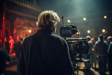 Fototapeta premium Film director directing a movie scene created with generative AI image