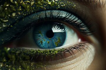 Generated AI image of beautiful woman ecology earth day concept