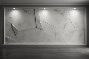 Contemporary Wall Backdrop: Gray Fashionably Treated Wall with Built-in Lights and Geometric Texture, Setting a Modern and Stylish Tone
