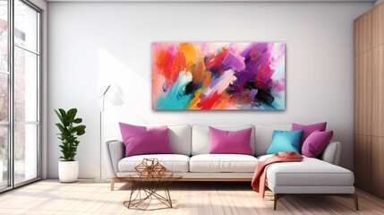 sprawling canvas filled with a spontaneous explosion of colors, where each stroke and splash represents a moment of pure, uninhibited creativity - obrazy, fototapety, plakaty