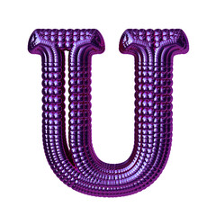 Symbol made of purple spheres. letter u