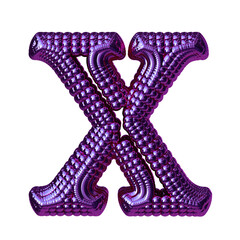 Symbol made of purple spheres. letter x
