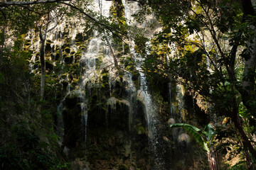 Stalactite landscape in a cool waterfall Hidalgo, State of Mexico