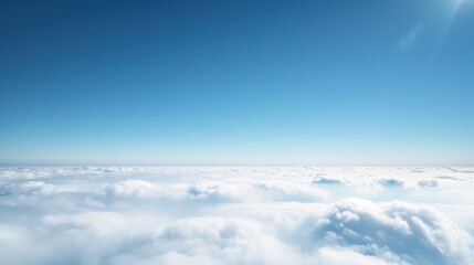 Naklejka na ściany i meble Beautiful sea of fog, landscape, clearly blue sky background 