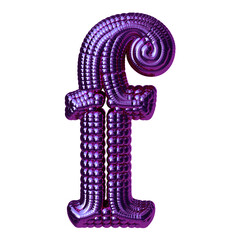 Symbol made of purple spheres. letter f