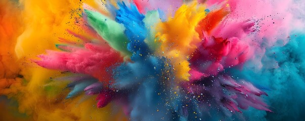 Vibrant Color Splash Explosion in Pop Art Style Contrasting Monochrome Background