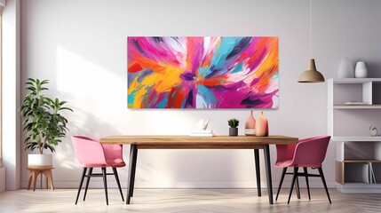 sprawling canvas filled with a spontaneous explosion of colors, where each stroke and splash represents a moment of pure, uninhibited creativity