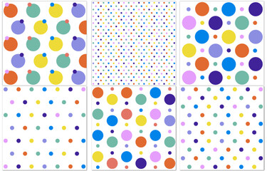 6 mixed color circle patterns / 6 polka dot patterns