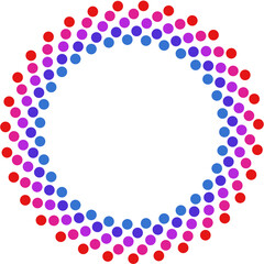 Colorful circle halftone spiral frame.	