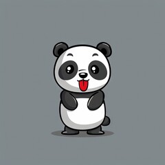 Naklejka premium Cute animated kawaii panda. Modern animation style icon isolated on solid background