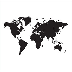 Fototapeta na wymiar A black silhouette World Map 