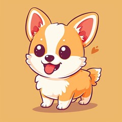 Cute animated kawaii  Pomeranian puppy dog. Modern animation style icon isolated on solid background