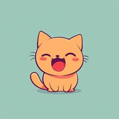 Cute animated kawaii kitten cat. Modern animation style icon isolated on solid background