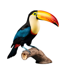 Naklejka premium Majestic Toucan: Vibrant Feathers of Nature's Palette Gracefully Adorn This Iconic Bird - A PNG Cutout Isolated on a Transparent Backdrop