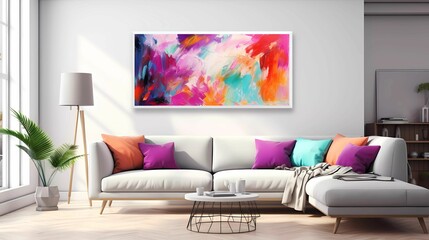 sprawling canvas filled with a spontaneous explosion of colors, where each stroke and splash represents a moment of pure, uninhibited creativity - obrazy, fototapety, plakaty