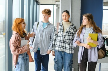 group of young college students in classroom