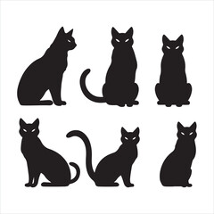 A black silhouette Kitty cat set