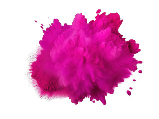 Pink paint color powder festival explosion burst isolated on transparent background, transparency image, removed background - obrazy, fototapety, plakaty