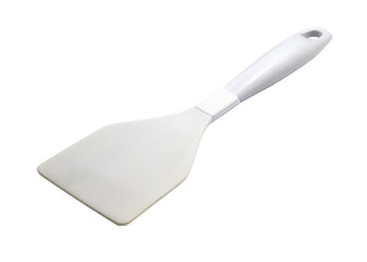 Fototapeta premium White plastic spatula isolated on transparent background.