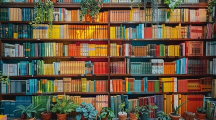 Bookshelf Filled With Books and Plants