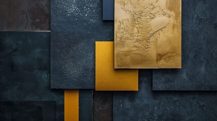 Abstract textured background with gold and shades of blue in a diagonal composition, concept...